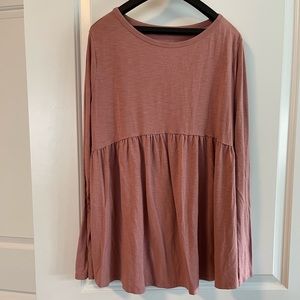 Pinkish. Long sleeve babydoll shirt. Maternity.